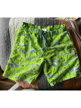 Lime Green Marine Life Patterned  Swim Trunk Shorts by EGG susan Lazar Size 8